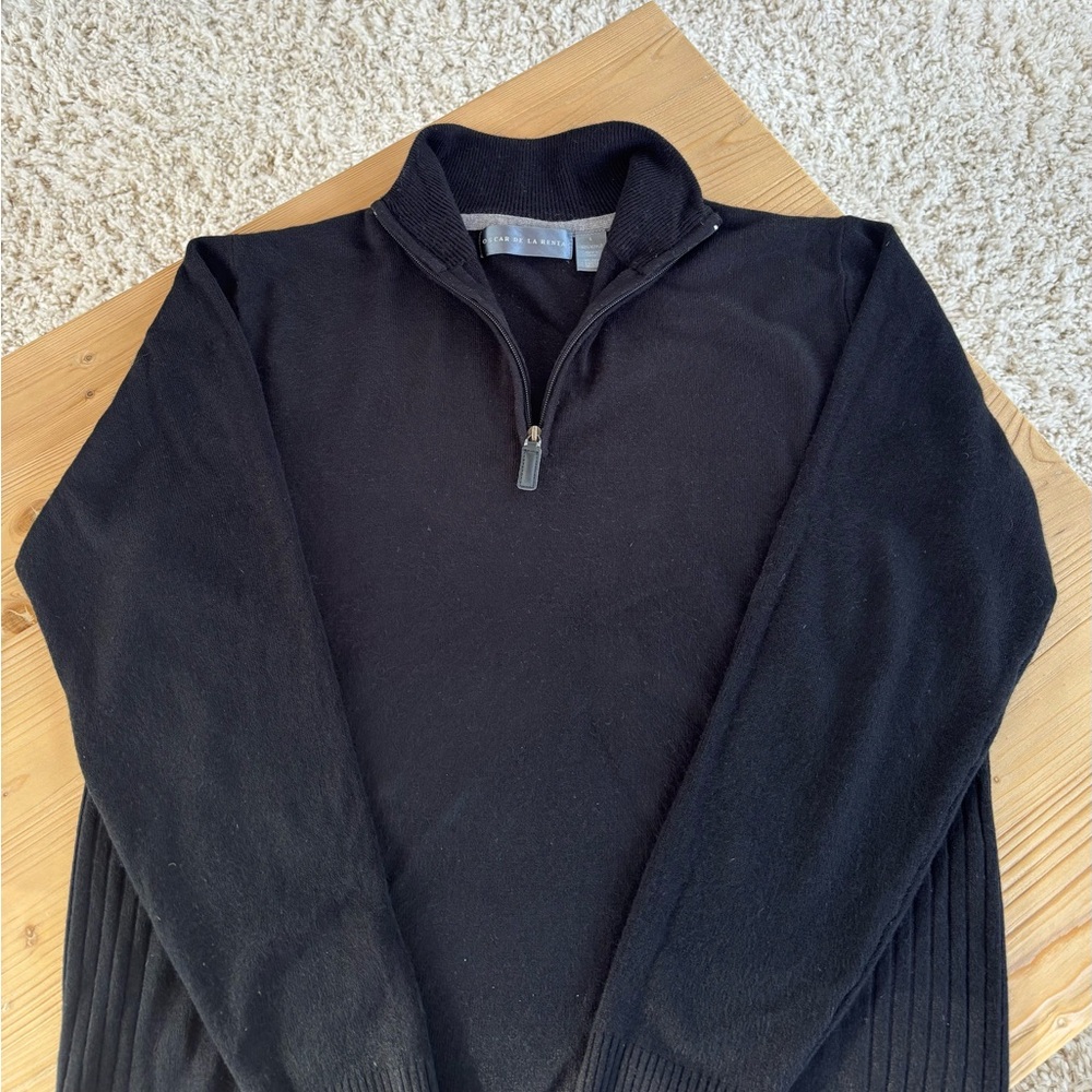 Men’s Size Large Oscar de la Renta Black Zip-Up Sweater